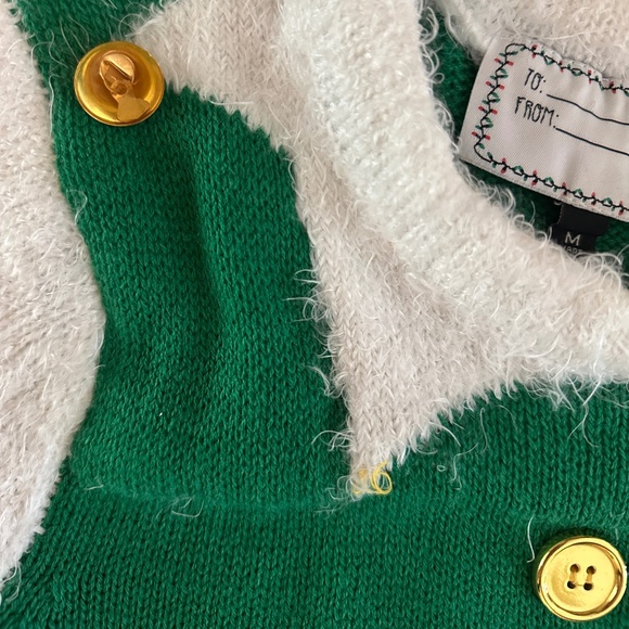 Holiday Elf Dress Sweater Dress Girls Green White Size Medium - Picture 14 of 14